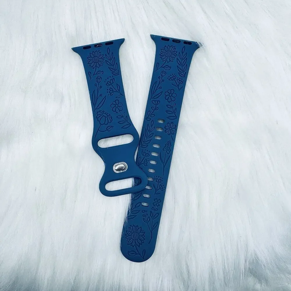 New Navy Floral Design Watch Bands For Apple Watch Series 38mm / 40mm / 41mm